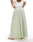 Фото #3 товара Miss Selfridge sage gingham maxi skirt