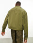 Фото #2 товара ASOS DESIGN cropped worker jacket with borg lining in green