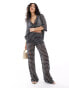 Фото #1 товара Edited crochet look trouser co-ord in black and cream stripe