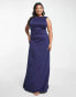 Фото #8 товара TFNC Plus Bridesmaid bow back maxi dress in navy blue