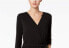 NY Collection Women's V Neck Three Quarter Sleeve Maxi Romper Black L