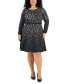 Фото #1 товара Plus Size Patterned Long-Sleeve Sweater Dress