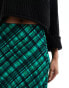 French Connection Dani check midi skirt in dark green