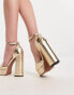 Фото #3 товара ASOS DESIGN Priority platform high heeled shoes in gold