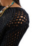 Фото #5 товара Miss Selfridge open knit crochet holey slouch jumper in black