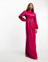 Flounce London balloon sleeve maxi dress in fuchsia