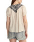 Women's Embroidered Tie-Neck Peasant Top