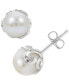 Cultured Freshwater Pearl (8-1/2mm) Filigree Stud Earrings in Sterling Silver