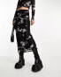 Фото #4 товара ONLY mesh midi skirt co-ord in black and white marble