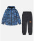 ფოტო #1 პროდუქტის Boy Two Piece Hooded Coat And Pant Mid-Season Set Blue Printed Bike And Black - Toddler|Child