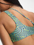 Фото #5 товара COLLUSION cut out asymmetric abstract print bikini top in blue