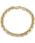 ფოტო #1 პროდუქტის Men's Square Link Bracelet in 18k Gold-Plated Sterling Silver