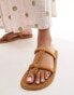 Фото #3 товара Free People suede contrast stitch flat sandals in cinnamon