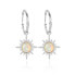 Steel earrings with white synthetic opals 2in1
