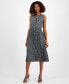 ფოტო #1 პროდუქტის Women's Printed Split-Neck Fit & Flare Sleeveless Midi Dress