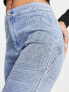 Фото #7 товара Urban Revivo bootcut flare denim jeans with graphic detailing in blue