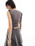 Reclaimed Vintage waterfall sleeve tank co-ord in silver