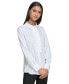 Women's Collared Pleat-Front Long-Sleeve Top