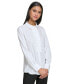 ფოტო #3 პროდუქტის Karl Lagerfeld Women's Collared Pleat-Front Long-Sleeve Top