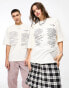 COLLUSION Unisex ecru oversized t-shirt with text print