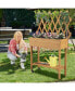 Фото #3 товара Wood Raised Garden Bed with Trellis Storage Shelf Wheels Liner Drainage Holes