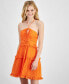 ფოტო #4 პროდუქტის Juniors' Keyhole Halter Ruched Ruffled Dress