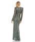 Women's Embellished Puff Sleeve Side Knot Gown