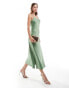 Фото #2 товара YAS Bridesmaid satin cami maxi dress in green - MGREEN