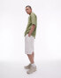 Topman short sleeve relaxed washed shirt in khaki Verwaschenes Grün, S - Chest 38 - фото #3