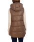 Women's Puffer Faux Leather Vest with Hood