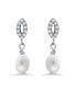 ფოტო #2 პროდუქტის White Oval Cultured Pearl and Pave Cubic Zirconia Drop Earring
