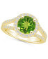 ფოტო #1 პროდუქტის Peridot (2 ct. t.w.) and Diamond (1/2 ct. t.w.) Halo Ring in 14K Yellow Gold