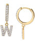 ფოტო #4 პროდუქტის Cubic Zirconia Initial Dangle Hoop Earrings in 18k Gold-Plated Sterling Silver, Created for Macy's