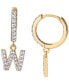 Cubic Zirconia Initial Dangle Hoop Earrings in 18k Gold-Plated Sterling Silver, Created for Macy's