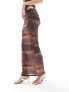 COLLUSION printed maxi skirt co-ord in brown