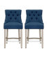Фото #1 товара Барный стул с высокой спинкой WestinTrends 24" с покрытием из льна и пуговицами (набор из 2 шт)