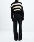 ფოტო #2 პროდუქტის Women's Buttoned Striped Sweater