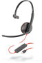 Poly Blackwire C3210 - Headset - Head-band - Calls & Music - Black,Red - Monaural - In-line control unit