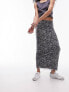 Topshop mesh lace print jersey maxi skirt in mono