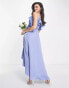 TFNC Bridesmaid off shoulder ruffle sleeve maxi dress in powder blue