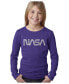 Big Girl's Word Art Long Sleeve T-Shirt - Worm Nasa