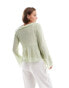 Фото #4 товара JDY frill chiffon tie front top in sage green