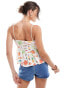 ASOS DESIGN textured peplum cami top in postcard print Postkartendruck, M - EU 40-42 - фото #3