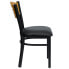 Фото #1 товара Hercules Series Black Slat Back Metal Restaurant Chair - Natural Wood Back, Black Vinyl Seat