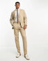 Фото #1 товара ONLY & SONS slim fit linen mix suit trousers in beige