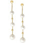 ფოტო #3 პროდუქტის EFFY® Cultured Freshwater Pearl (5-8mm) Linear Drop Earrings in 14k Gold