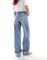 Фото #3 товара ASOS DESIGN wide leg dad jeans with turn up in light blue