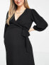 ASOS DESIGN Maternity nursing wrap midi dress in black