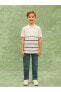 Polo Yaka Çizgili Kısa Kollu Pike Kumaş Erkek Çocuk Tişört