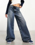 Фото #1 товара ASOS DESIGN pull on wide leg jean in mid blue